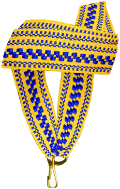 Лента для медали - желто-синий орнамент