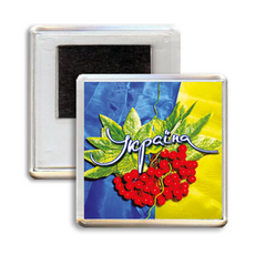 Сувенирный магнит на холодильник "Україна - цвіт калини"
