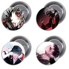Значки аниме Tokyo Ghoul "Токийский гуль" - набор 4 шт.