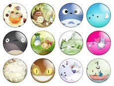 Значки аниме "My Neighbor Totoro" (Мой сосед Тоторо) - набор 12 шт.