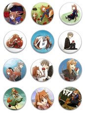 Значки аніме "Вовк та прянощі" ("Ōkami to Kōshinryō", "Spice and Wolf") - набір 12 шт.