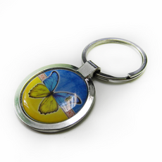 Брелок металлический с украинской символикой "Бабочка"