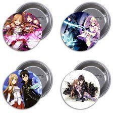 Значки аніме "Майстри меча онлайн" ("Sword Art Online" або "SAO") - набір 4 шт.