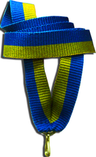 Лента для медали 10 мм - жёлто-синяя