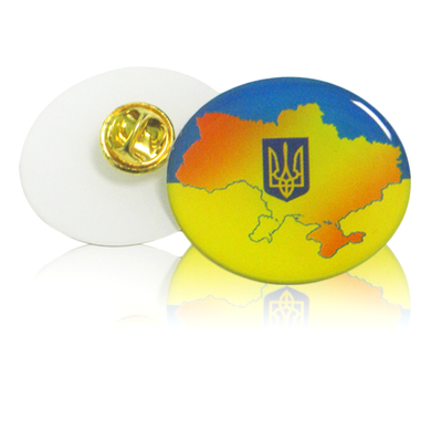 Значок-линза полимерный "Украина с гербом"