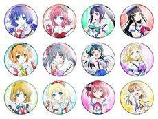 Значки аниме "Love Live! School Idol Project" (Живая любовь! Проект школьные идолы) - набор 12 шт.