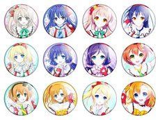 Аниме значки "Love Live! School Idol Project" (Живая любовь! Проект школьные идолы) - набор 12 шт.