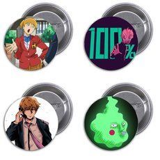 Значки аніме "Моб Психо 100" (Mob Psycho 100) - набір 4 шт.