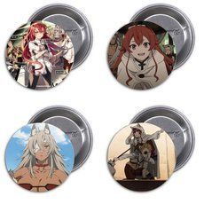 Аниме значки Реинкарнация безработного (Mushoku Tensei: Isekai Ittara Honki Dasu) - набор 4 шт.
