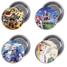Значки аниме Реинкарнация безработного (Mushoku Tensei: Isekai Ittara Honki Dasu) - набор 4 шт.