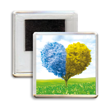 Сувенірний магніт на холодильник "Блакитний-жовте дерево"
