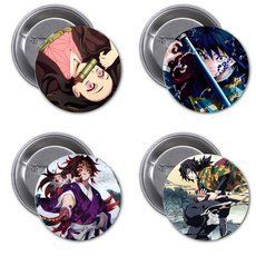 Значки аніме "Клинок, розрізаючий демонів" (Kimetsu no Yaiba) - набір 4 шт.