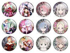 Аниме значки Re:Zero (Жизнь в альтернативном мире с нуля) - набор 12 шт.