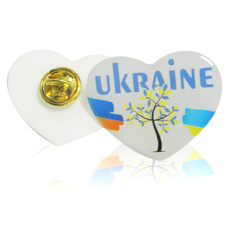 Значок-лінза полімерний "Ukraine" в формі серця