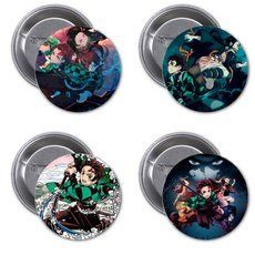Значки аніме "Клинок, розрізаючий демонів" (Kimetsu no Yaiba) - набір 4 шт.