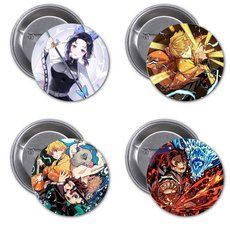 Значки аніме "Клинок, розрізаючий демонів" (Kimetsu no Yaiba) - набір 4 шт.